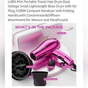 Dual Voltage Mini Travel Hair Dryer - Purple